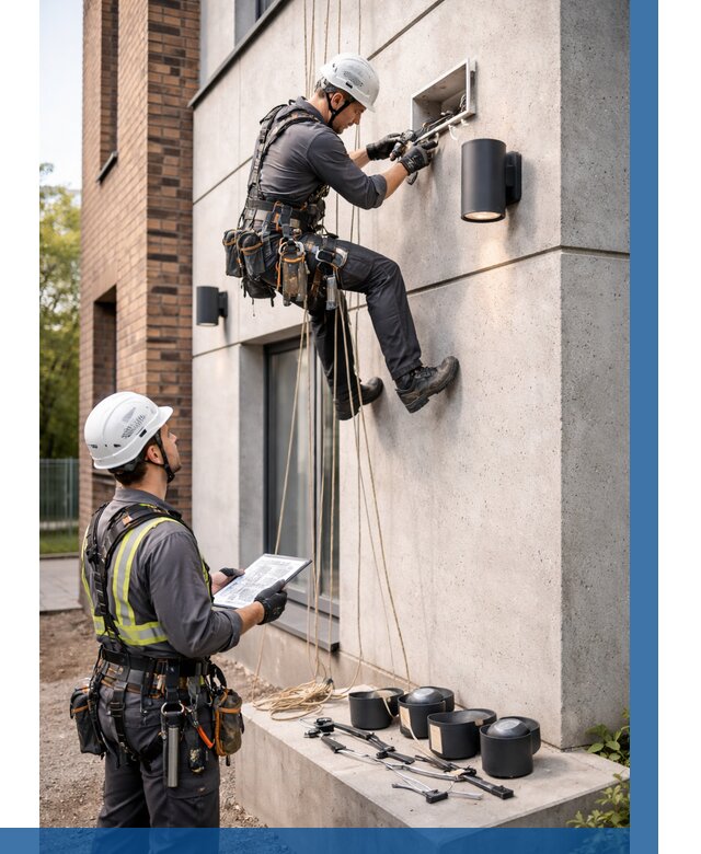 Монтаж фасадного освещения в Хабаровске от 2572 р. | ВЫСОТНИК-Хбр