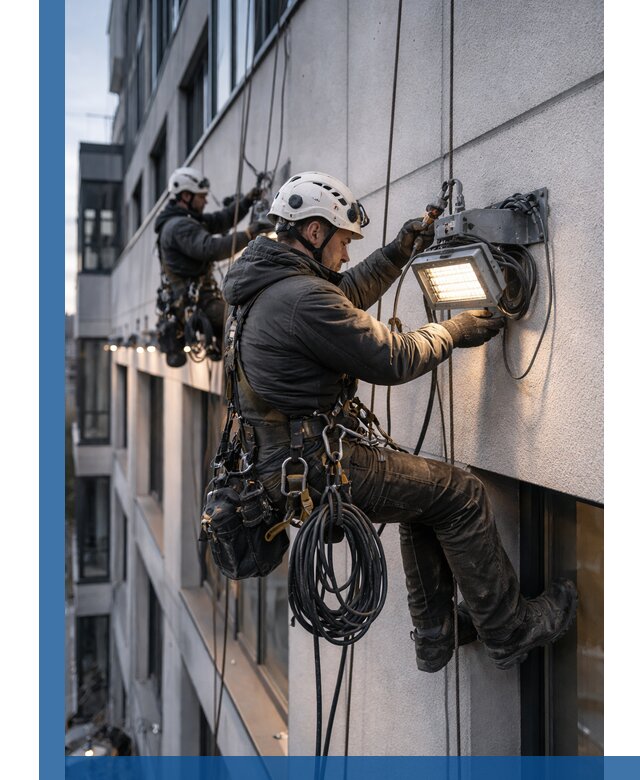 Монтаж фасадного освещения в Хабаровске установка и подключение