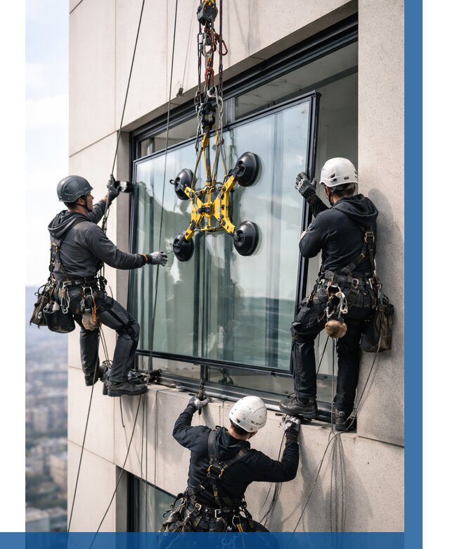 Монтаж стеклопакетов на высоте в Хабаровске от 3292 р. | ВЫСОТНИК-Хбр