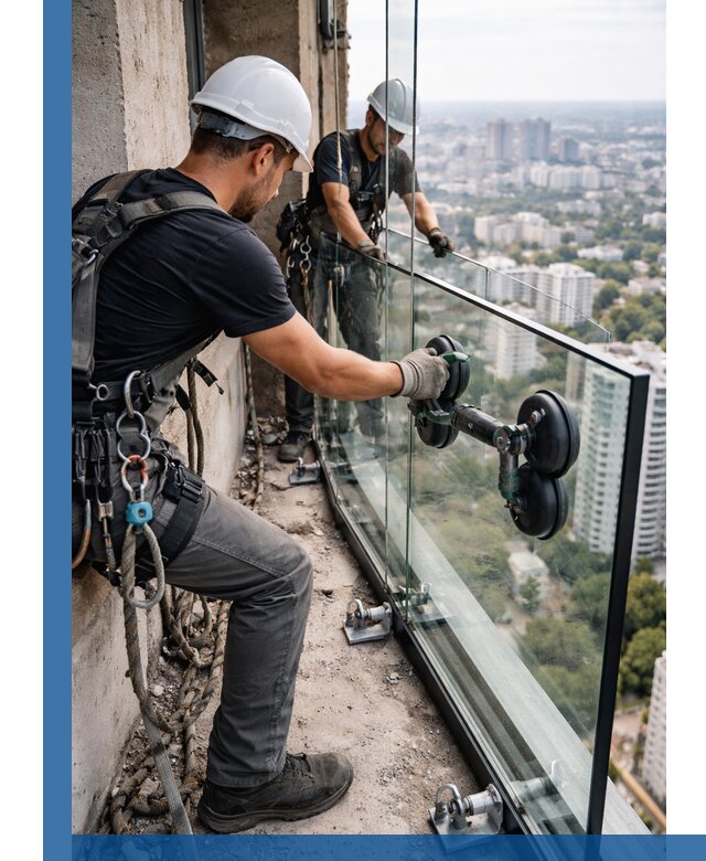 Монтаж стеклянных ограждений под ключ с гарантией в Хабаровске
