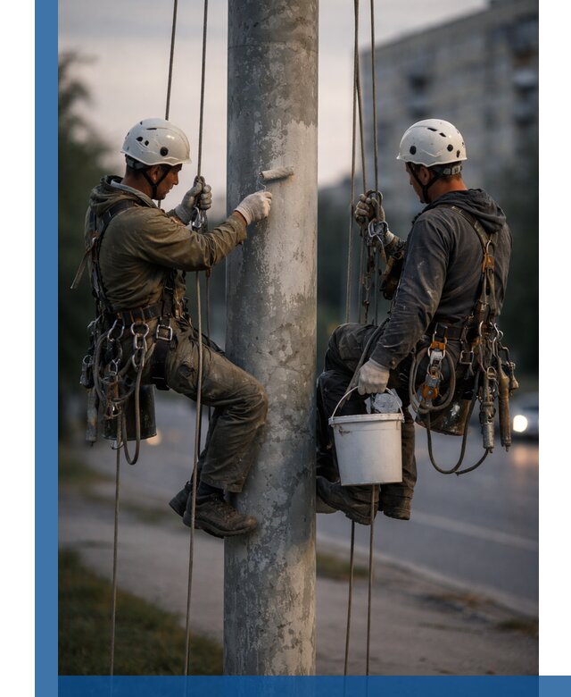 Покраска опор освещения и антикоррозийная защита в Хабаровске