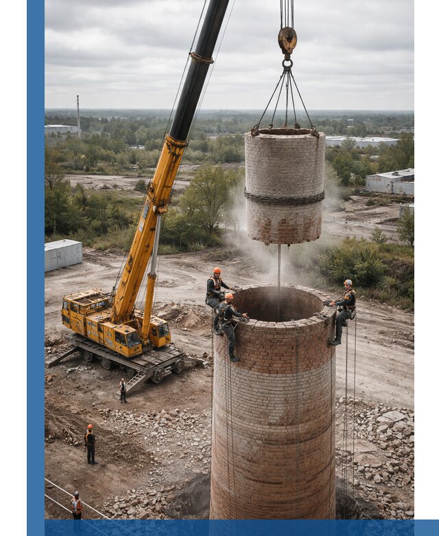 Демонтаж дымовой трубы в Хабаровске с гарантиями безопасности