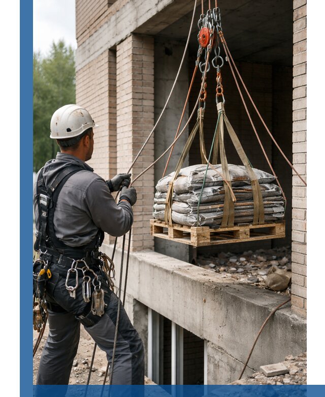 Подъем материалов на этаж веревками в Хабаровске оперативно