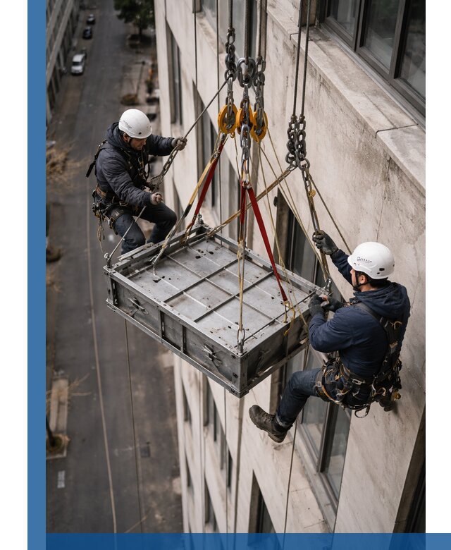 Спуск и подъем грузов по фасаду в Хабаровске для зданий