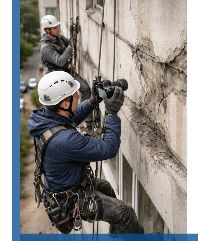 Фотофиксация дефектов фасада с высотной съемкой в Хабаровске