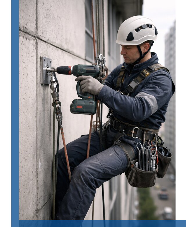 Установка анкерных точек для высотных работ в Хабаровске